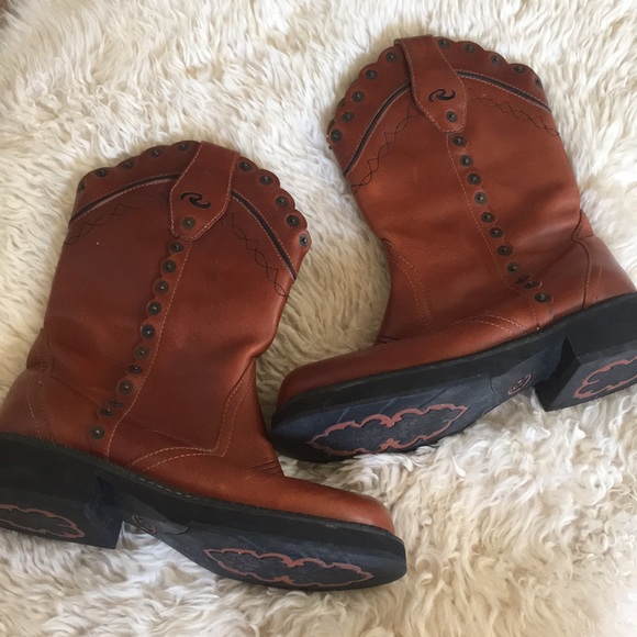 Roper Shoes - Roper leather rounded toe cowgirl boots